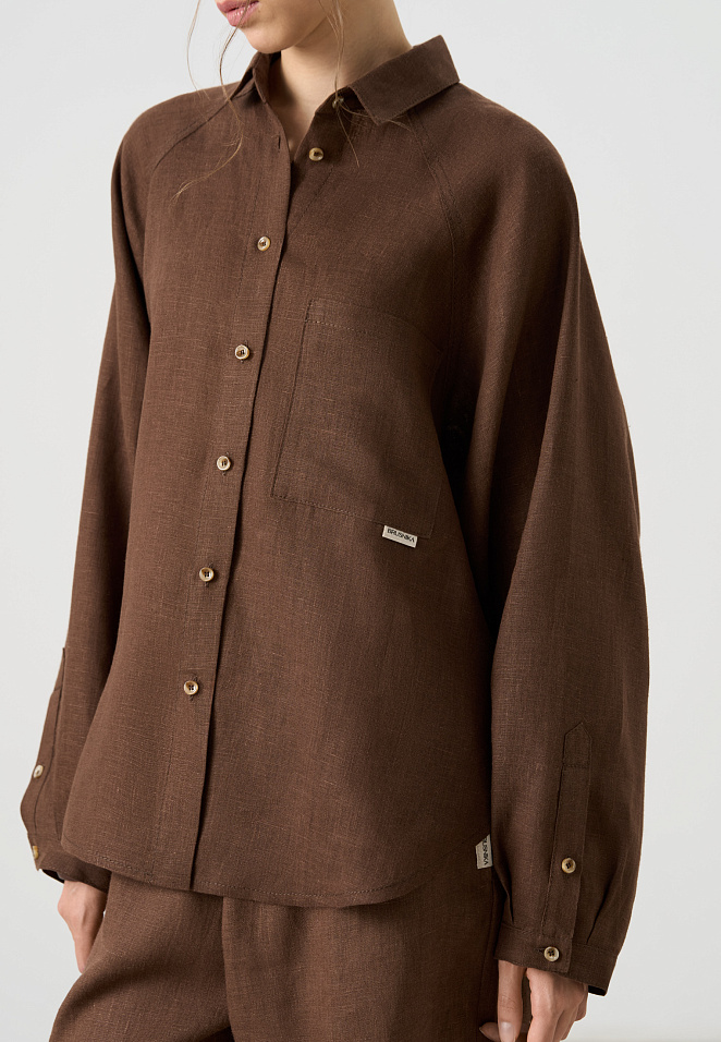 Рубашка из 100% льна с рукавом реглан