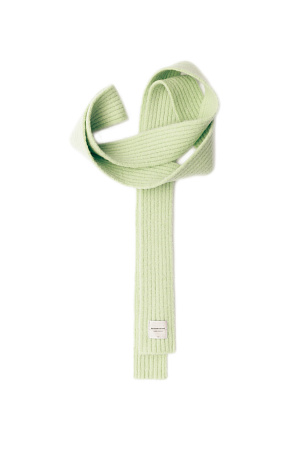 зеленый Трикотажный шарф из шерсти с добавлением мохера. Изделие выполнено в рубчик. С брендированным ярлыком.