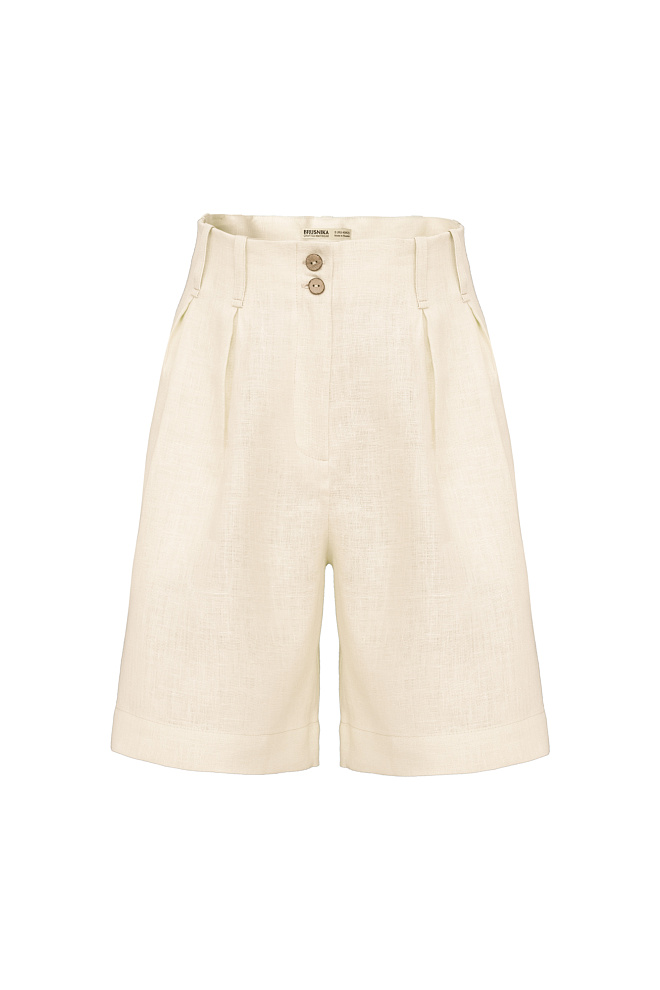 Шорты из 100% льна с высокой посадкой