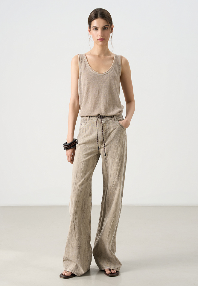 Льняные брюки со шнурком 