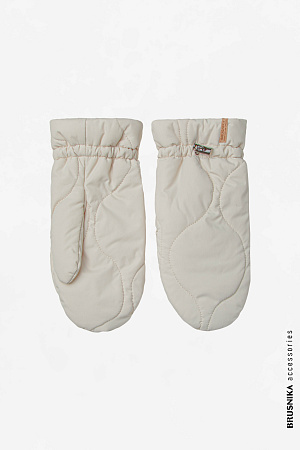 молочный Стеганые варежки из синтепона. Удобный и теплый аксессуар для зимних образов. Эластичные манжеты с кулиской. 