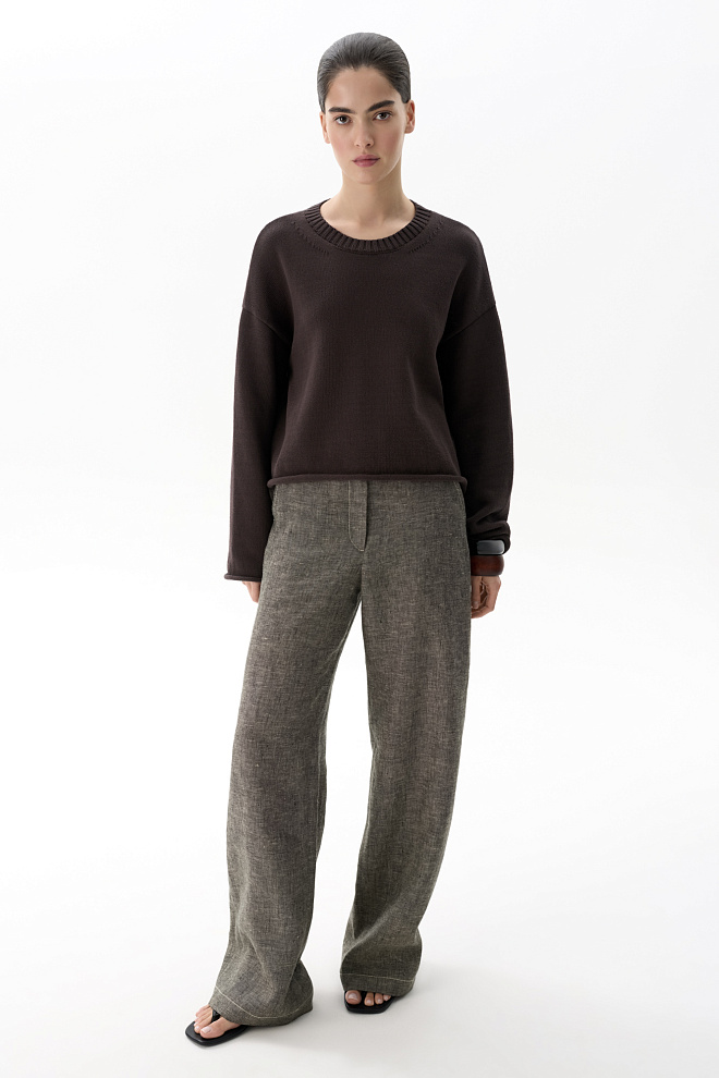 Джемпер из хлопка с валиками по низу