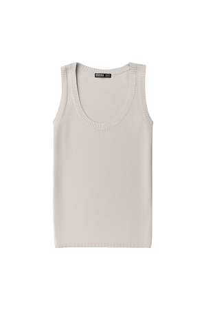 бежевый Удлиненная трикотажная майка из вискозы c круглым вырезом и открытыми плечами.