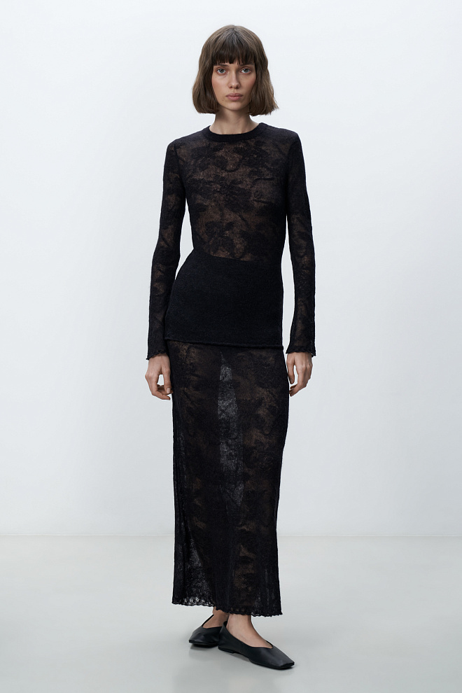 Ажурная водолазка из супер кид мохера и беби альпака