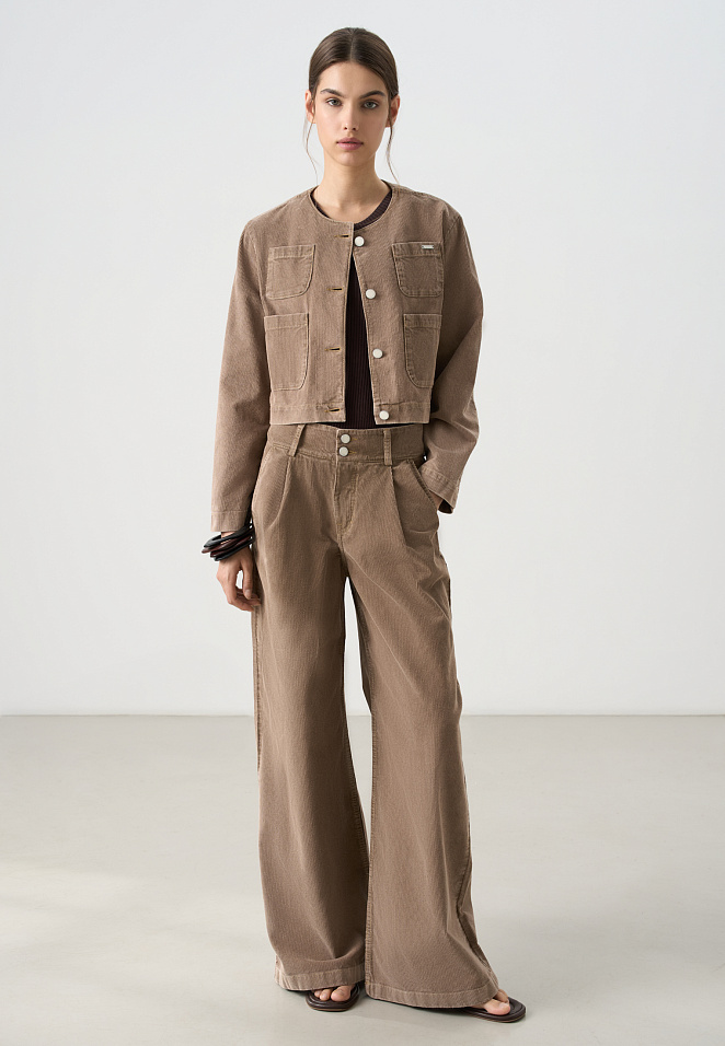 Вельветовые брюки с высокой посадкой