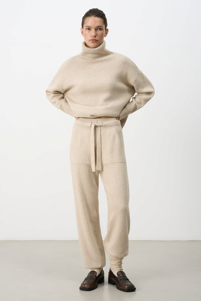 Трикотажные брюки-джоггеры из кашемира и шерсти
