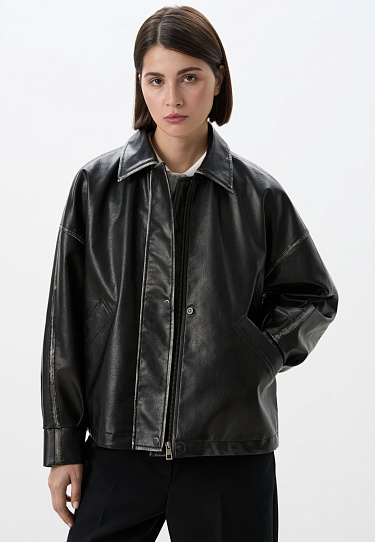 Куртка из экокожи с потертостями 