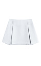 Юбка длины мини из поливискозы. Модель с высоким поясом, дополненым шлевками для ремня. Изделие декорировано закрытыми веерными складками. Застежка на молнию.