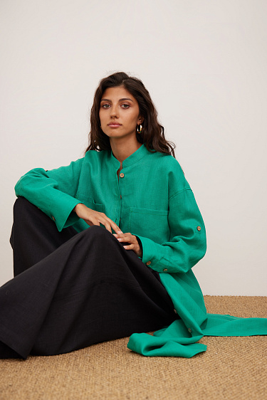 Платье-рубашка из 100% льна