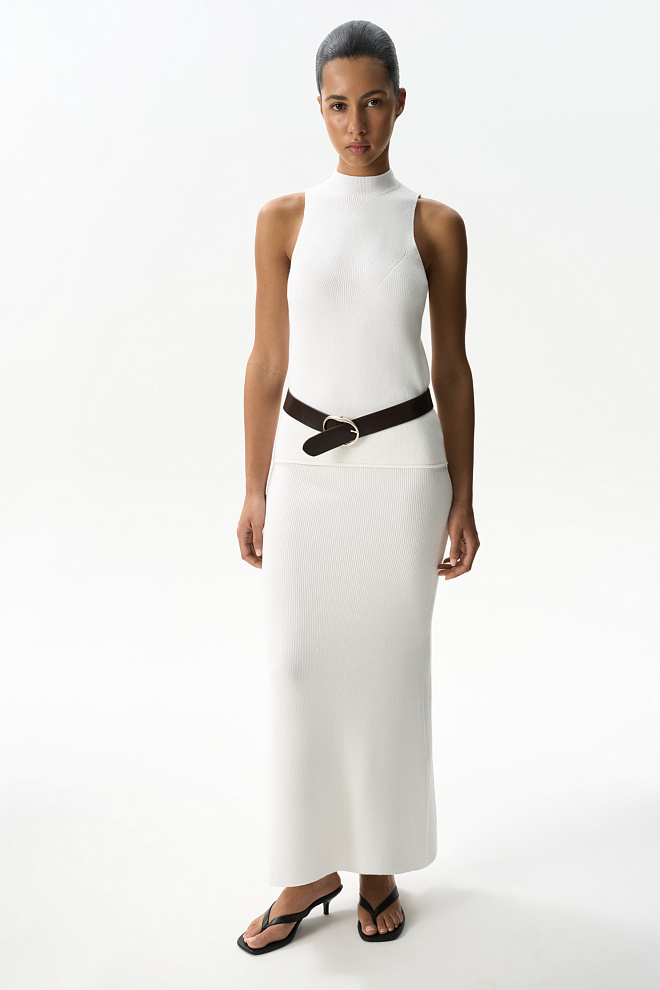 Топ из хлопка с воротником-стойкой 