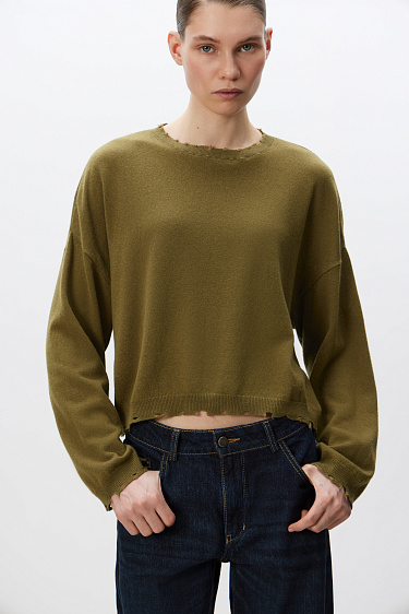 Укороченный джемпер из кашемира и шерсти