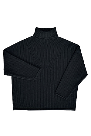 черный Трикотажный джемпер с высоким воротом. Модель свободного силуэта со спущенной линией плеча и декоративными сбавками.