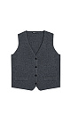 Трикотажный жилет из смесовой шерсти с кашемиром. Модель прямого кроя с V-образным вырезом и застежкой на пуговицы. Имитация карманов. Без подкладки.
