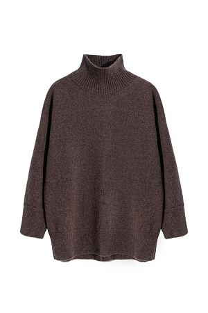 коричневый Джемпер из тончайшей мериносовой шерсти. Можно носить с обеих сторон. Возле воротника вывязана буква "B".