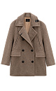 Двубортное пальто из шерсти. <br />
Модель прямого кроя со спущенной линией плеч,&nbsp;&nbsp;карманами на груди и накладными карманами с клапанами. Застежка на пуговицы. Изделие декорировано брендированными ярлыками на воротнике. На подкладке.