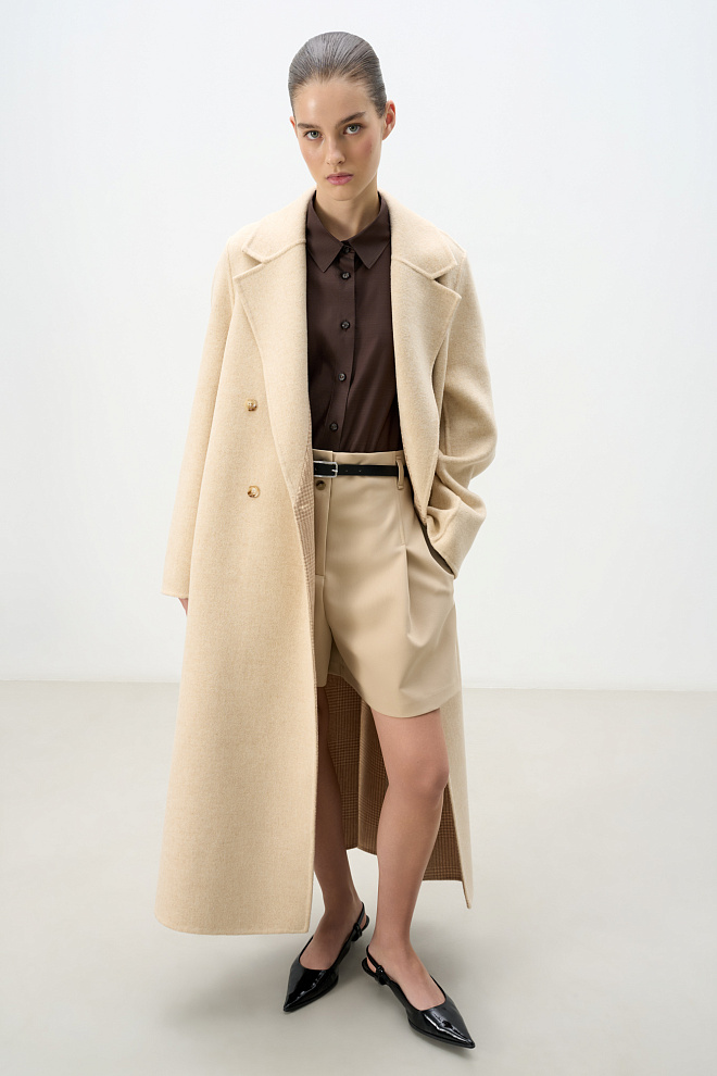 Двустороннее шерстяное пальто 