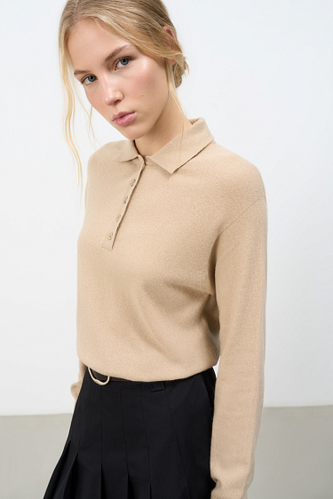 Джемпер из кашемира и шерсти с воротником поло