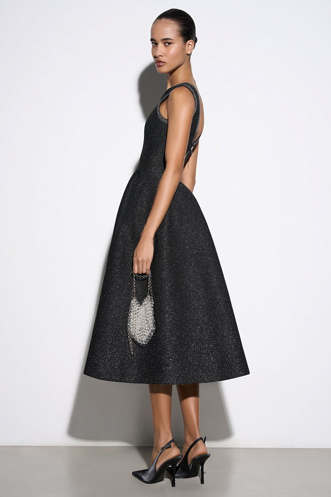 Трикотажное платье миди с люрексом