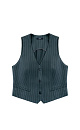 Классический жилет из шерсти. Модель прямого кроя с имитацией карманов и V-образным вырезом. Застежка на три пуговицы. Изделие без подкладки.