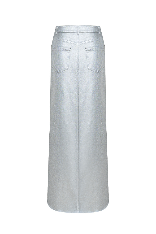 Джинсовая юбка с блестящим покрытием