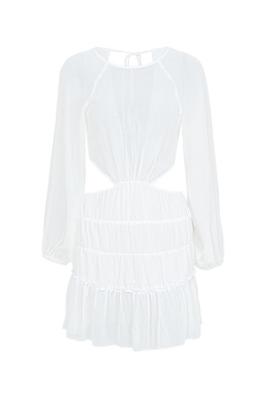 белый Короткое шифоновое платье с разрезами по бокам