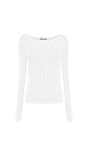 Трикотажный джемпер из органического хлопка. Модель с длинными рукавами и вырезом горловины лодочкой. Ажурное переплетение с имитацией "сетки".<br />
Органический хлопок - более экологичная и безопасная альтернатива обычному хлопку, выращенная без использования химикатов.