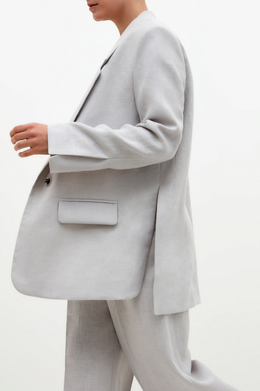 Жакет с разрезами по бокам из 100% льна