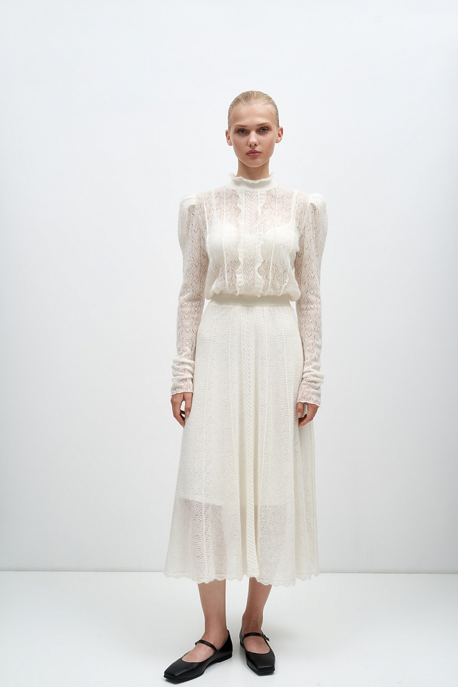 Ажурное платье из супер кид мохера и беби альпака