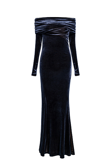 Платье макси из велюра