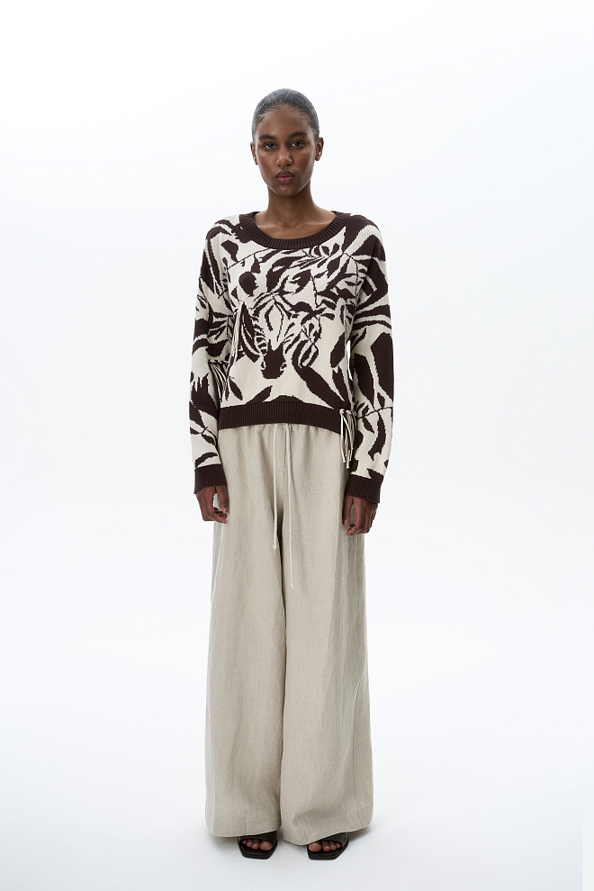 Принтованный джемпер с бахромой