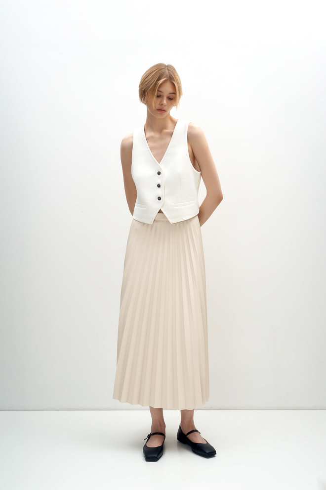 Плиссированная юбка из экокожи