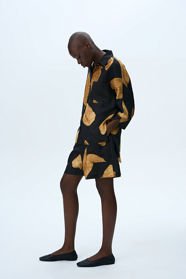 Принтованные шорты из 100% льна