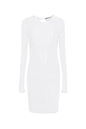белый Ажурное платье мини из вискозы с вырезом на спине.