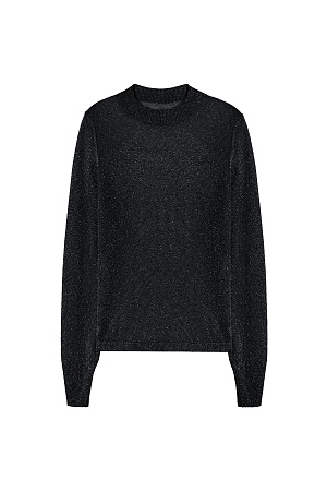 черный Трикотажная тонкая водолазка из вискозы с добавлением люрекса. Модель с длинным рукавом и воротником-стойкой. Воротник, манжеты рукавов и низ изделия выполнены в рубчик.