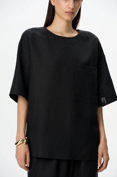 Футболка из 100% льна с нагрудным карманом