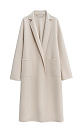 Классическое длинное пальто из шерсти и кашемира. Модель прямого кроя, с узкими лацканами, глубокими накладными карманами и высокими разрезами по бокам. Пояс в комплекте.<br />
При пошиве этого изделия была использована технология double face - на изделиях, сшитых по этой технологии, внутренняя сторона выглядит также аккуратно, как и внешняя.<br />
