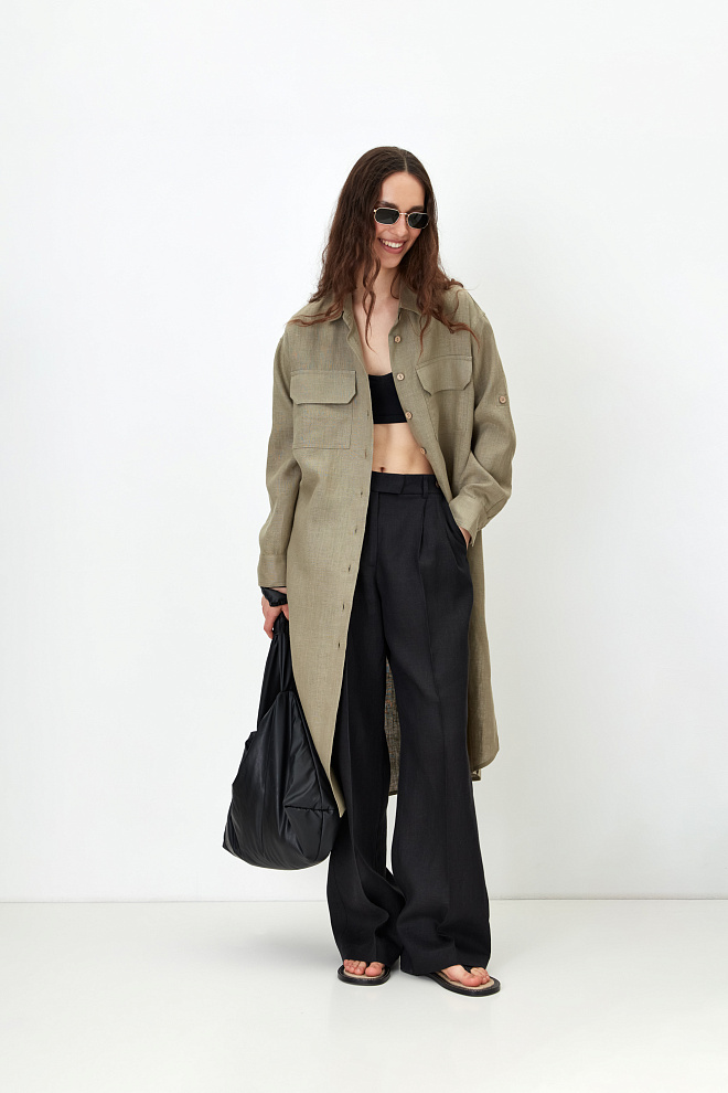 Платье-рубашка из 100% льна