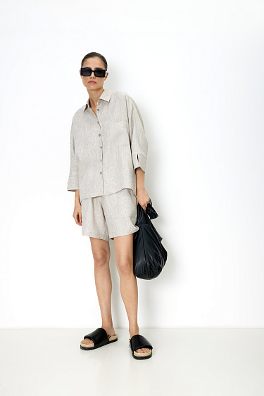 Шорты из 100% льна на кулиске