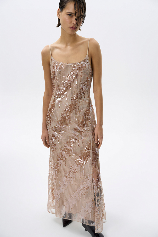 Платье макси с пайетками