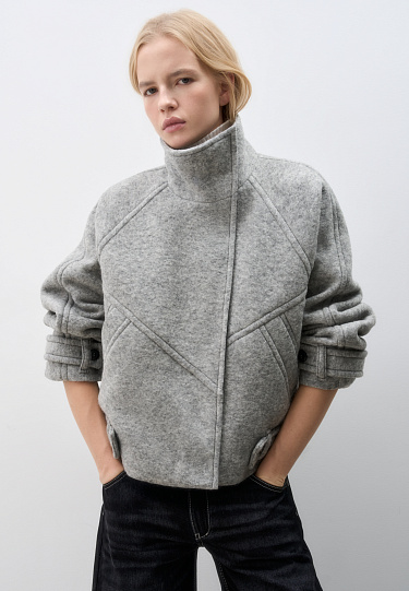 Бомбер из шерсти с воротником-стойкой