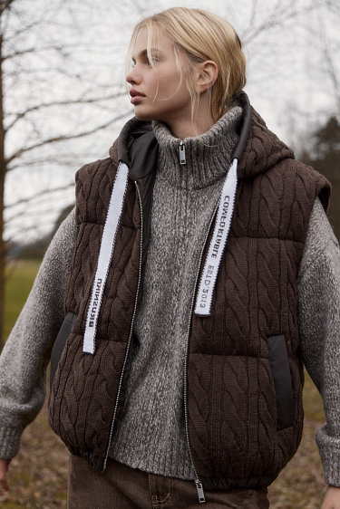 Меланжевый бомбер из шерсти мериноса экстрафайн