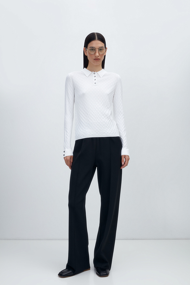 Лонгслив с воротником поло