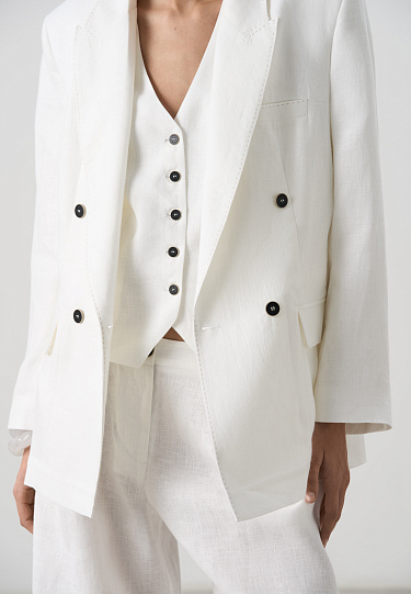 Двубортный жакет из 100% льна