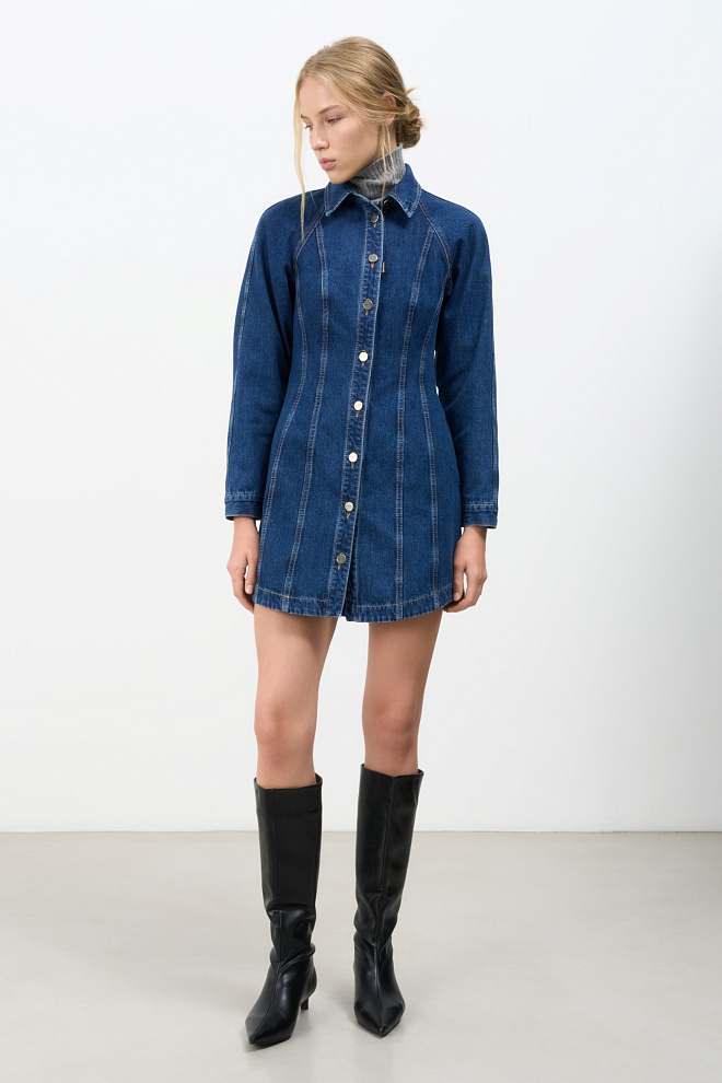 Джинсовое мини-платье из 100% хлопка