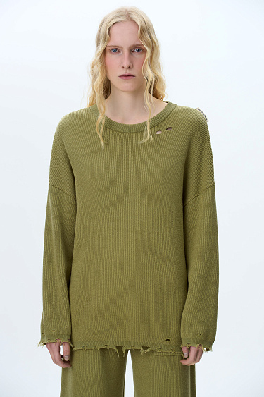 Джемпер из хлопка с необработанными краями