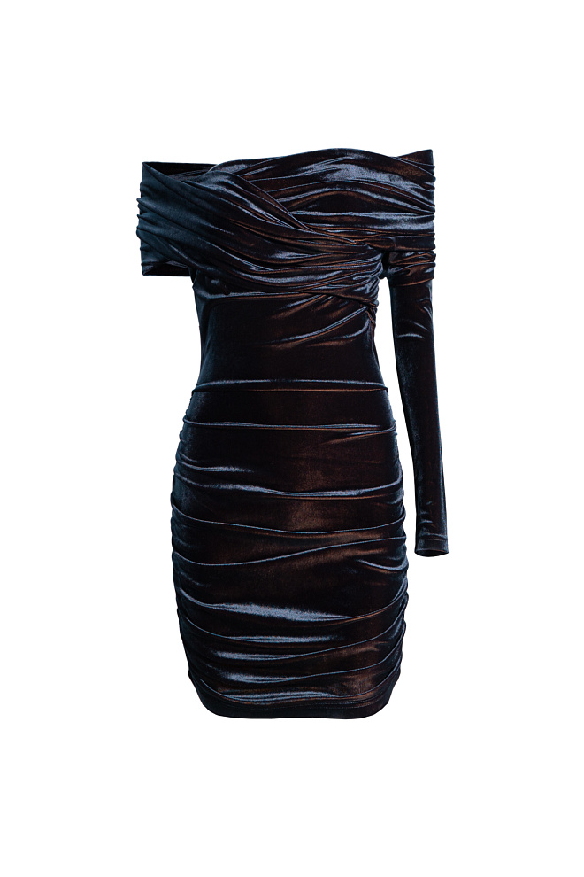 Платье мини из велюра