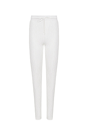 белый Трикотажные леггинсы из кашемира и шерсти. Модель приталенного силуэта, с эластичным поясом, дополненым кулиской. Изделие декорировано вывязанным узором в виде кос.