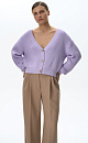 Хлопковый кардиган полуфанг с длинными рукавами. V-образный вырез, низ изделия и манжеты на эластичной ленте в рубчик.