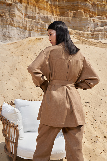 Льняной жакет-рубашка