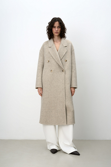 Двубортное пальто из шерсти